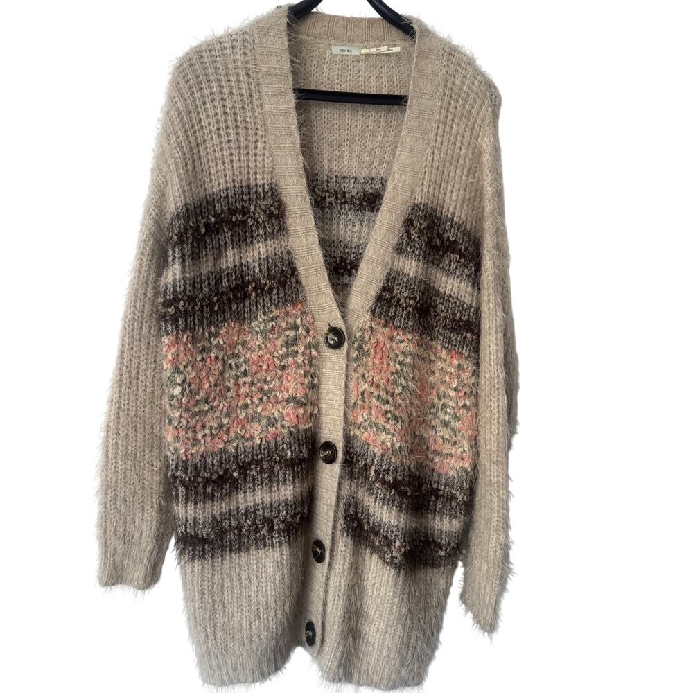 Kimchi Blue Urban Outfitters Chunky Fuzzy Knit Cardigan Sweater Striped  S